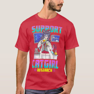 Support Catgirl Research Cute Anime Cat Girl Waifu T Shirt