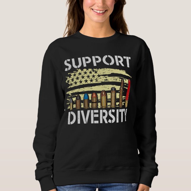 Support Diversity Gun Bullets Veteran Soldier Vint T Shirt (Framsida)