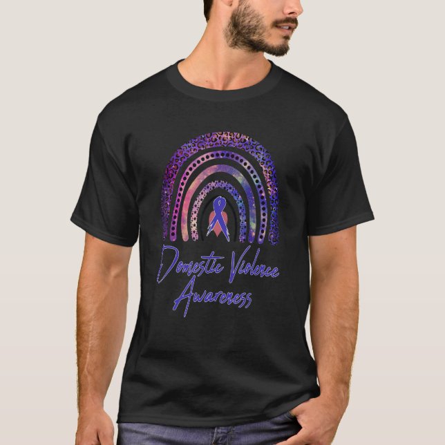Support Domestic Violence Awareness Rainbow Blue R T Shirt (Framsida)