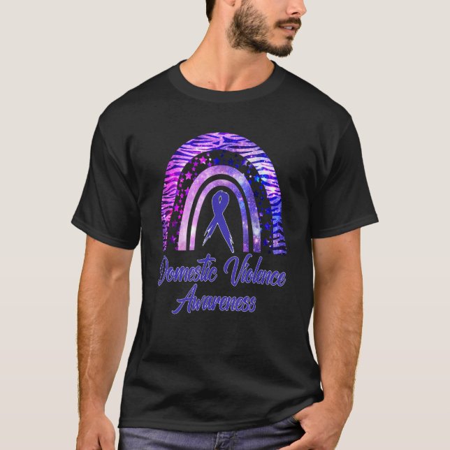 Support Domestic Violence Awareness Rainbow Blue R T Shirt (Framsida)