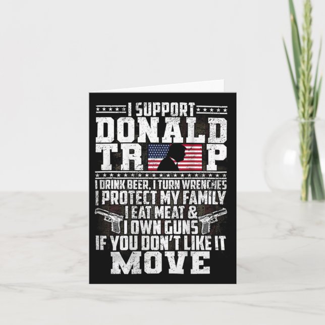 Support Donald Trump I Drink Beer I Turn Wrenches Kort (Framsida)