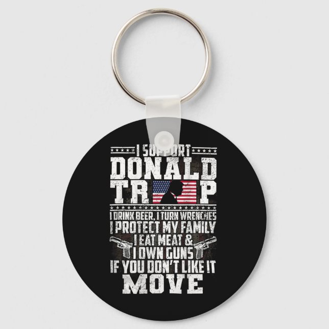 Support Donald Trump I Drink Beer I Turn Wrenches Nyckelring (Framsida)
