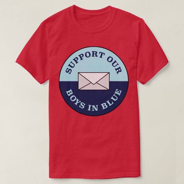 Support för våra bojor i blå USPS T Shirt (Design framsida)