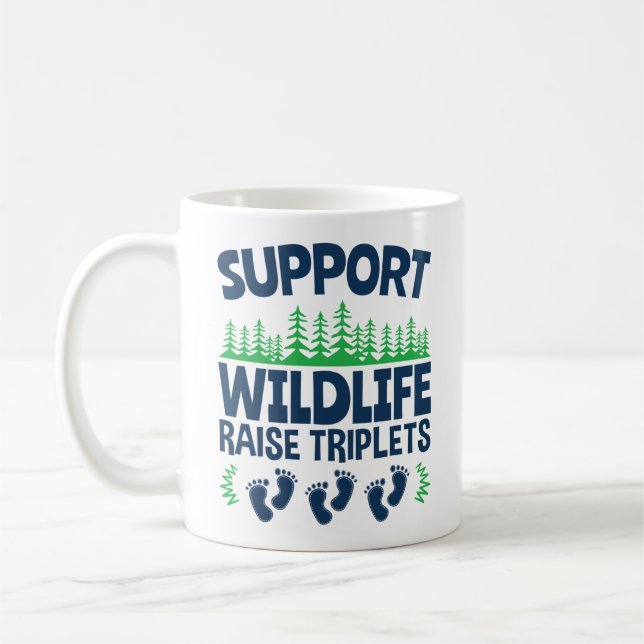 Support för Wildlife Raise Triplets Funny Triplet  Kaffemugg (Vänster)