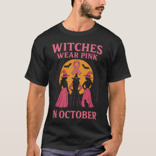 Support för Witches Bära Rosa oktober T Shirt