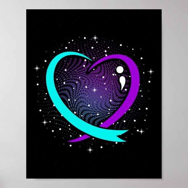 Support-grafik för Cute Suicide Awareness Heart Ly Poster (Framsidan)