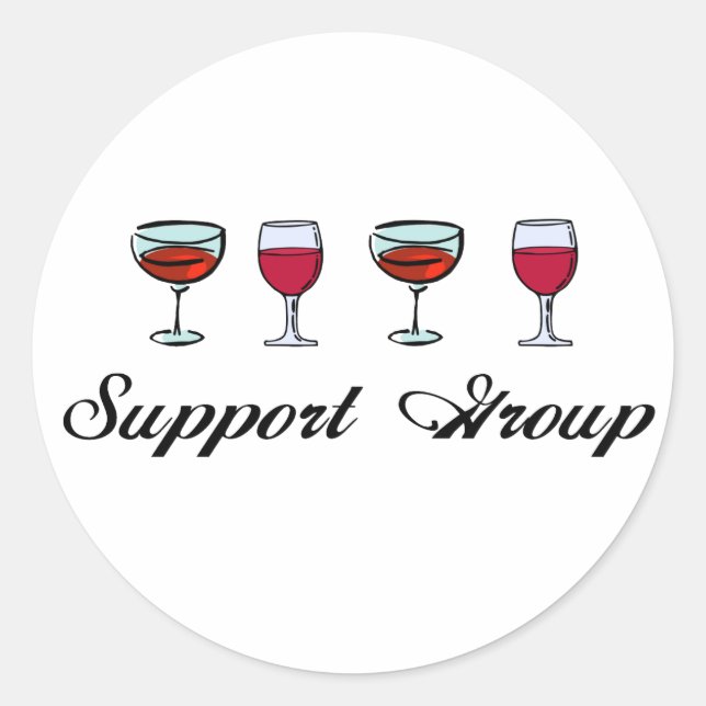 Support Group Vin Glass Runt Klistermärke (Framsida)