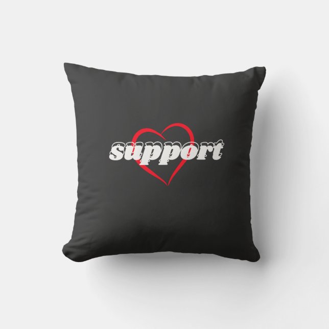 Support Heart Design – Red Love Symbol with Bold  Kudde (Framsida)