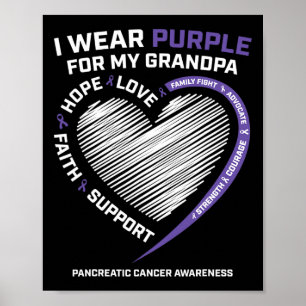 Support I Bära Lila Grandpa Pancreatic Cancw Aw Poster
