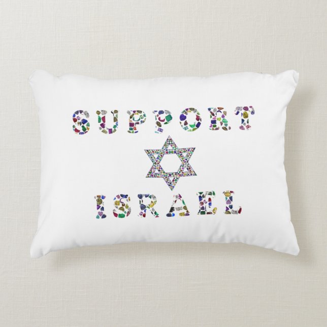 Support Israel Star of David Typography Prydnadskudde (Framsidan)