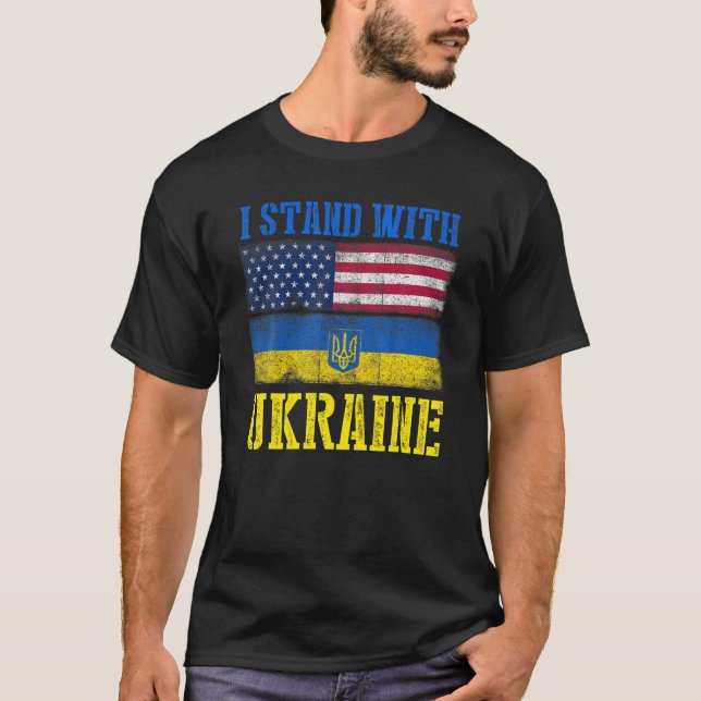 Support jag står på med ukrainsk ukrainsk FlL från T Shirt (Framsida)