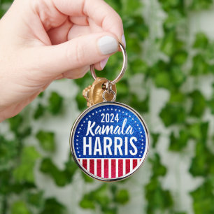Support Kamala Harris 2024 Progress and Unity Rund Silverfärgad Nyckelring