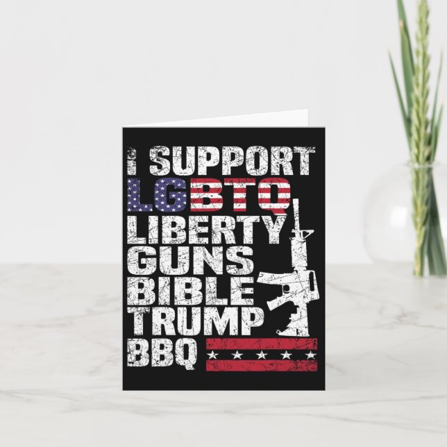 Support Lgbtq Liberty Guns Bible Trump Bbq 1 Kort (Framsida)