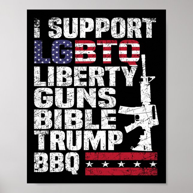 Support Lgbtq Liberty Guns Bible Trump Bbq 1 Poster (Framsidan)