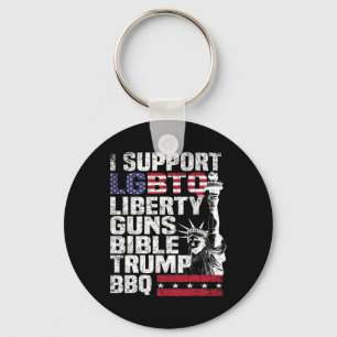 Support Lgbtq Liberty Guns Bible Trump Bbq Nyckelring