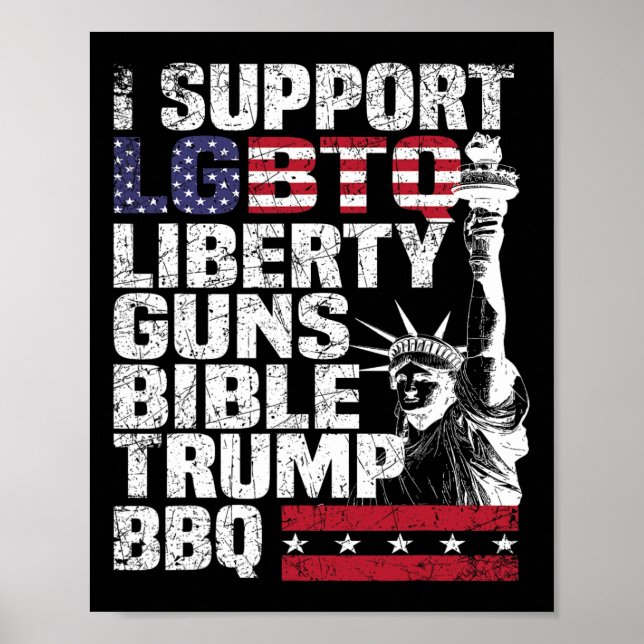 Support Lgbtq Liberty Guns Bible Trump Bbq Poster (Framsidan)
