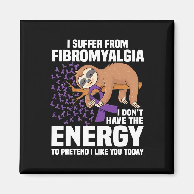 Support Lila Ribbon Warrior Fibromyalgia Awarene Magnet (Framsidan)