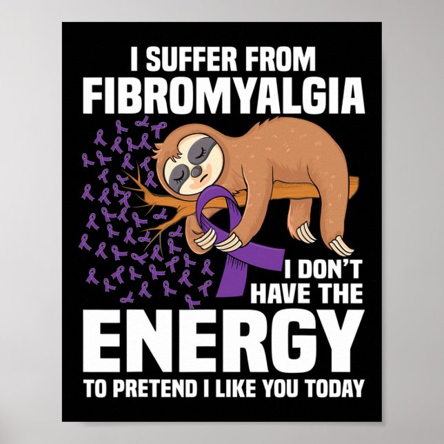 Support Lila Ribbon Warrior Fibromyalgia Awarene Poster (Framsidan)