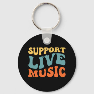 Support Live Music - Retro Typography Band Merch Nyckelring