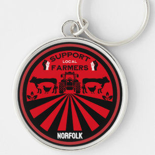 Support Local British Farm Product Rund Silverfärgad Nyckelring