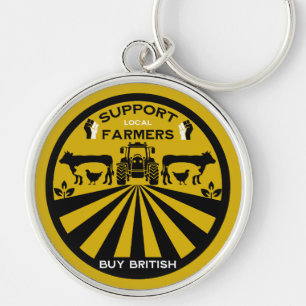 Support Local British Farm Product Rund Silverfärgad Nyckelring