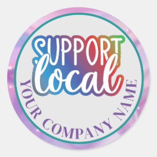 Support Local Business Anpassade Runt Klistermärke