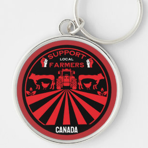 Support Local Canadian Farm Product Rund Silverfärgad Nyckelring