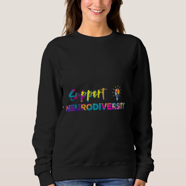Support Neurodiversity Autism Adhd Awareness Rainb T Shirt (Framsida)