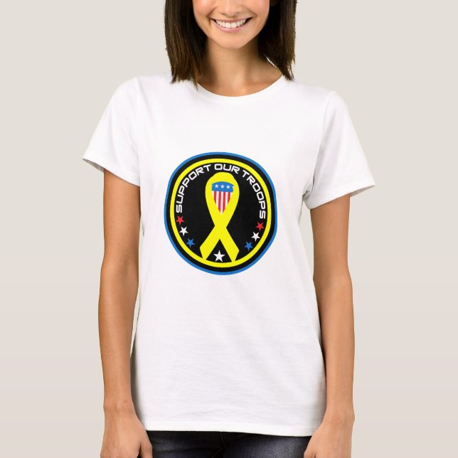 Support Our Troops Patriotic T Shirt (Framsida)