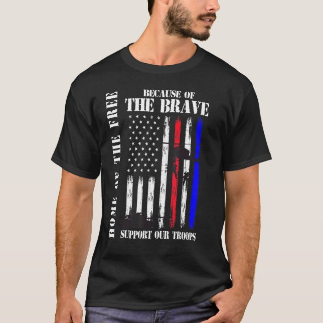 Support Our Troops Veterans Memorial Day Usa Flag  T Shirt (Framsida)