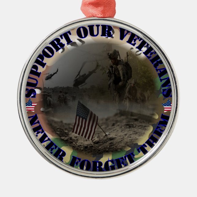Support our Veterans ... USA Julgransprydnad Metall (Framsidan)