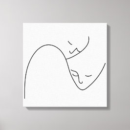 Support-partner för People Ansikte Linjer Canvastryck