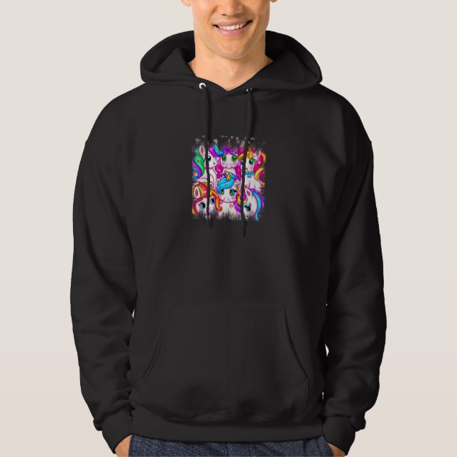 SUPPORT PINK UNICORN SQUAD  CUTE TEAM HOODIE (Framsida)
