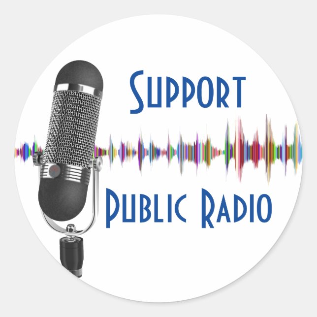 Support Public Radio Runt Klistermärke (Framsida)