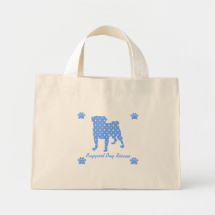 Support Pug Rädding Blue Pug Dots Toit Bag Mini Tygkasse