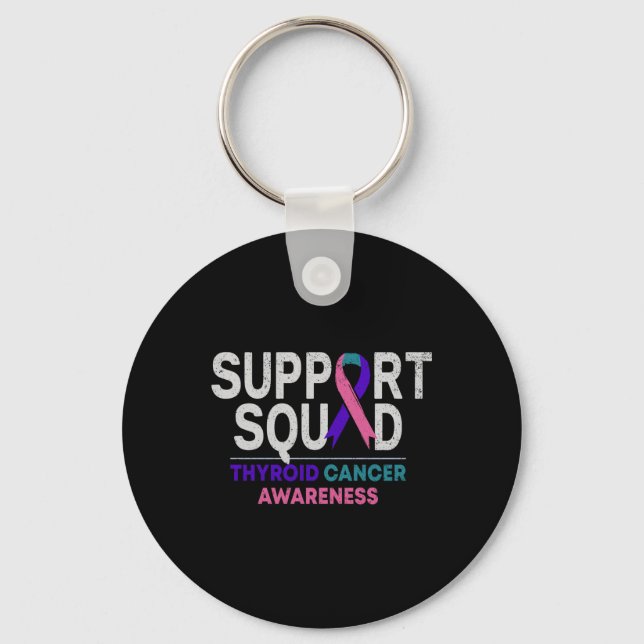 Support Quad Thyroid Cancer Awareness Month Ribbo Nyckelring (Framsida)