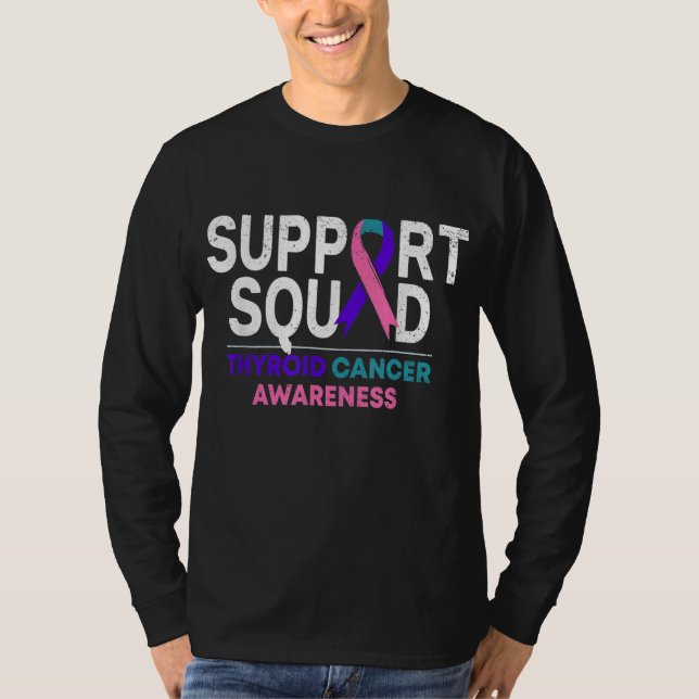 Support Quad Thyroid Cancer Awareness Month Ribbo T Shirt (Framsida)