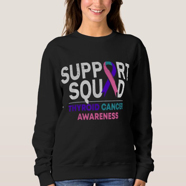 Support Quad Thyroid Cancer Awareness Month Ribbo T Shirt (Framsida)