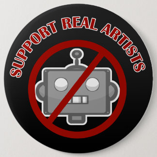 "Support Real Artists!' Pin Knapp