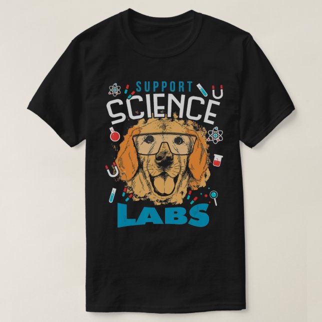 Support Science Labs Labrador Retriever Hund T Shirt (Design framsida)
