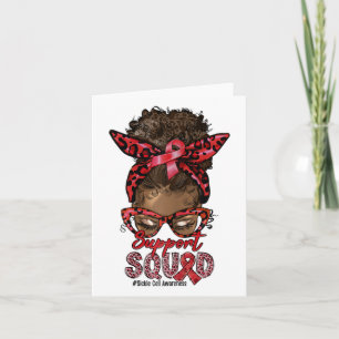 Support Squad Afro Messy Bun Leopard Sickle Cell A Kort