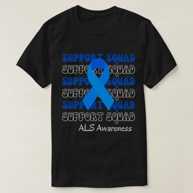 Support Squad Als Awareness Month Funny Blue Ribbo T Shirt (Design framsida)