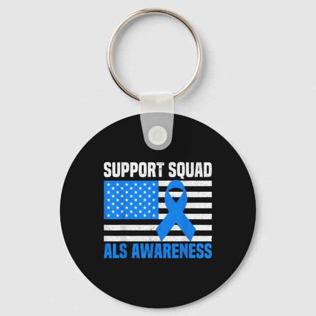 Support Squad Als Awareness Month USA Fla Nyckelring (Framsida)