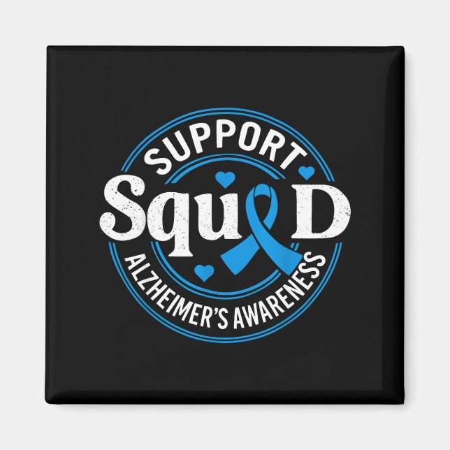 Support Squad Alzheimers Medvetenhetsmånad Lila Magnet (Framsidan)