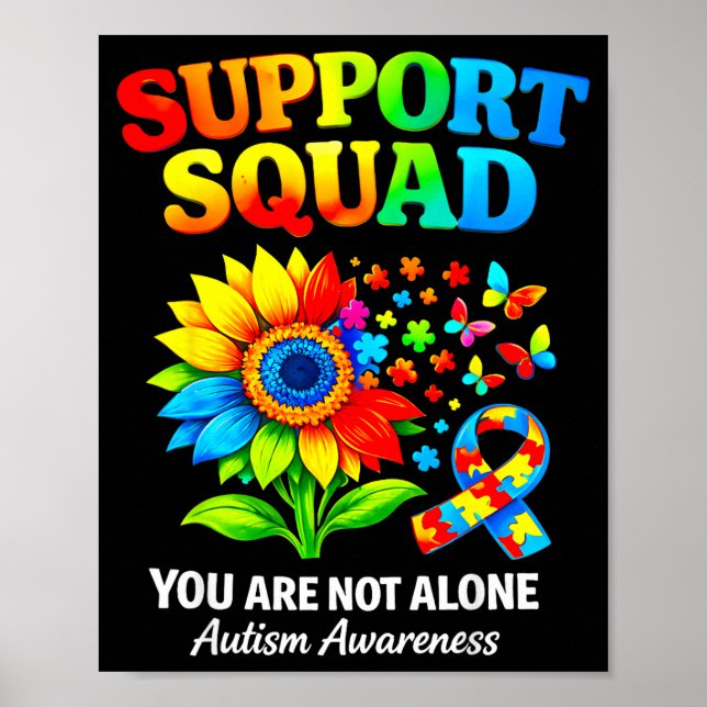 Support squad autism awareness ribbon sunflower poster (Framsidan)