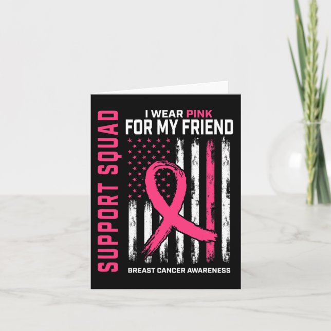 Support Squad Bära Rosa Friend Breast Cancer Medve Kort (Framsida)