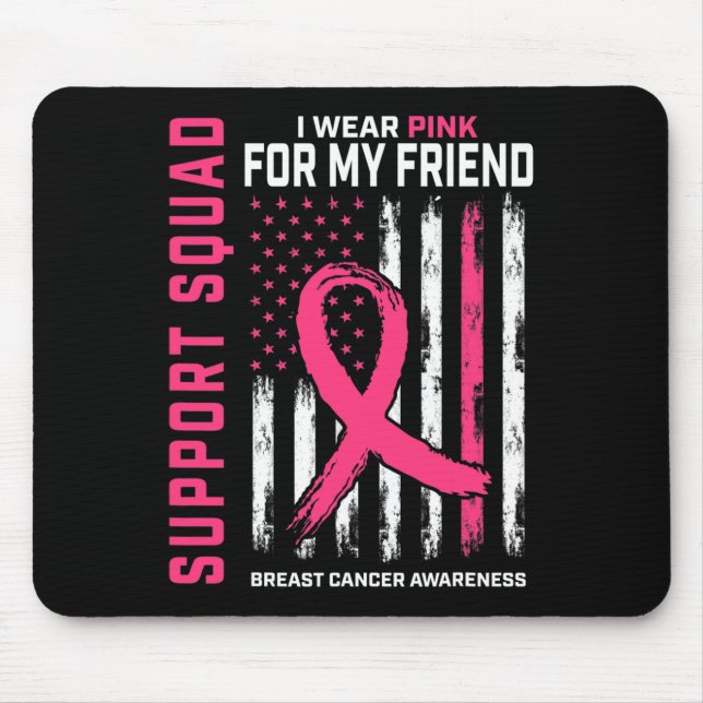 Support Squad Bära Rosa Friend Breast Cancer Medve Musmatta (Framsidan)