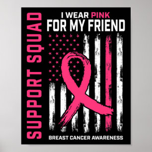 Support Squad Bära Rosa Friend Breast Cancer Medve Poster