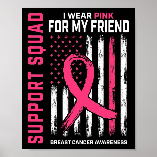 Support Squad Bära Rosa Friend Breast Cancer Medve Poster (Framsidan)