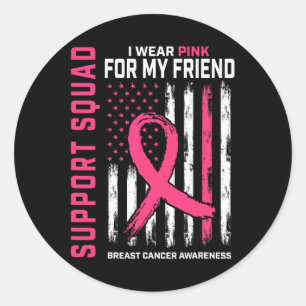 Support Squad Bära Rosa Friend Breast Cancer Medve Runt Klistermärke
